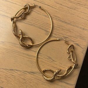 Gold Snake Hoop Earrings
